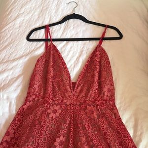 Red For Love and Lemons Dress - w/ nude bodysuit